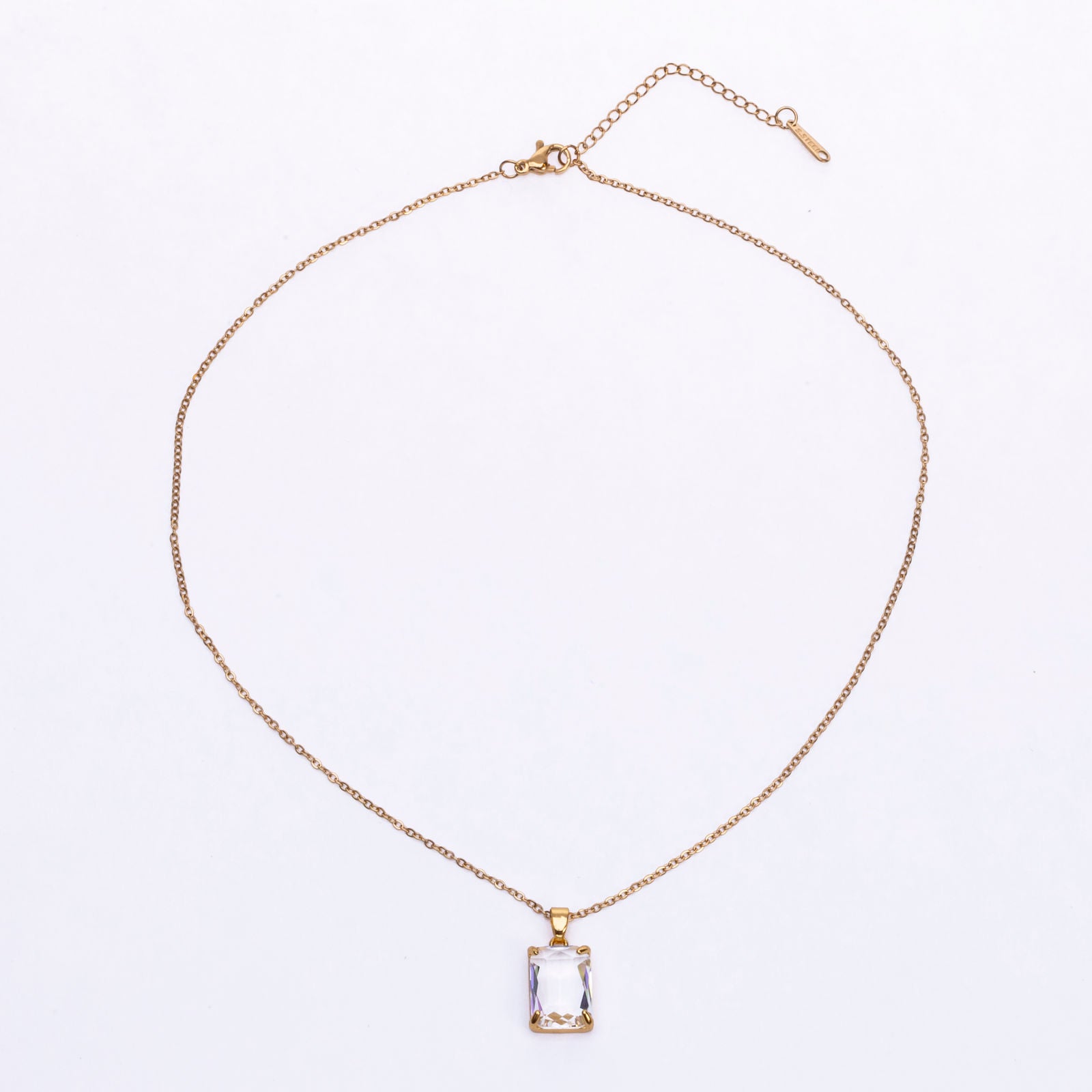 Alya Gold Halskette mit Kristallanhänger Weiß
