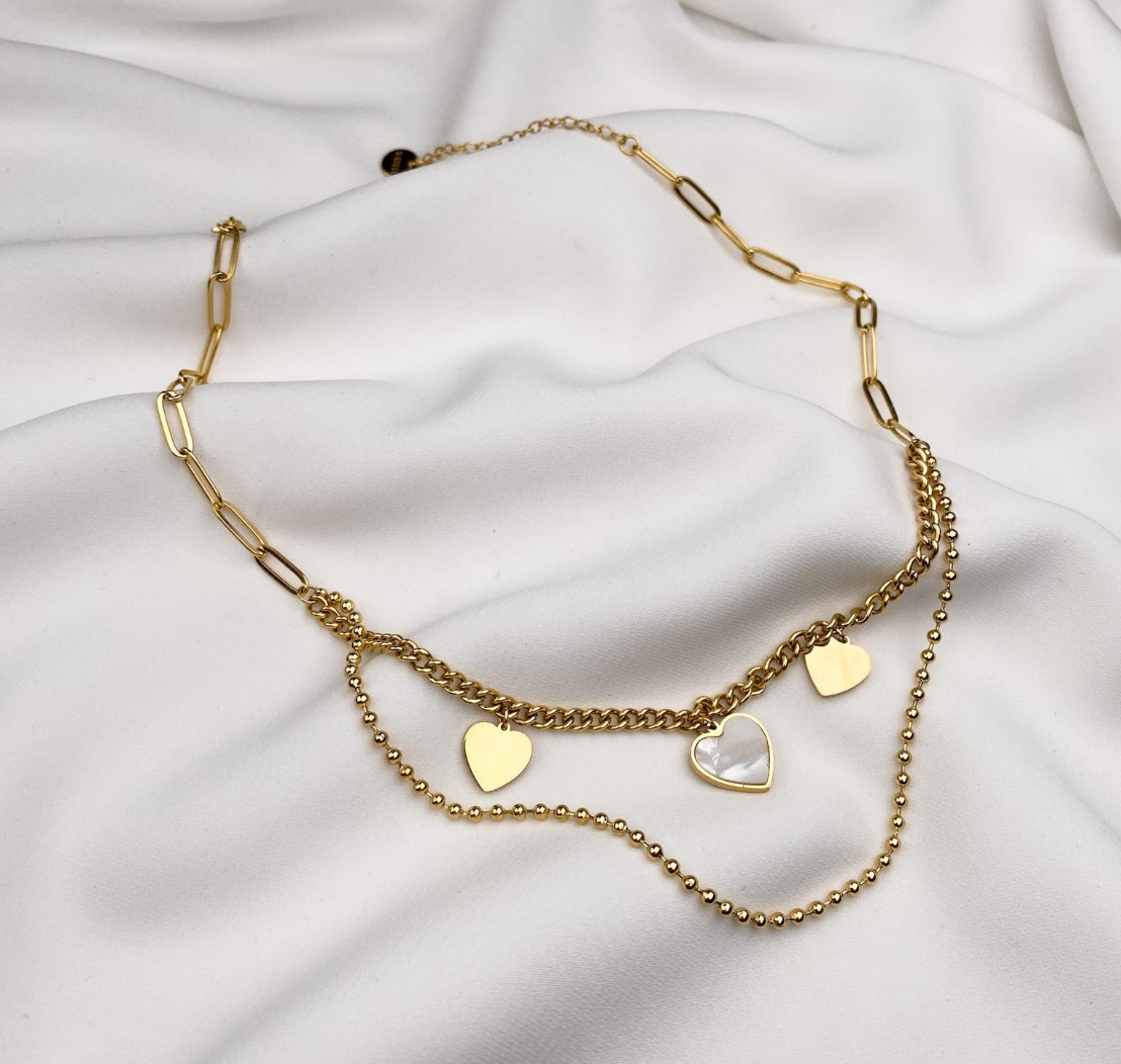 Heartbeat Halskette Gold und Verzierungen
